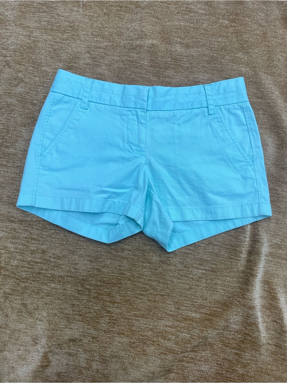 J Crew mint green, size 2, mid rise cotton 3” chino shorts